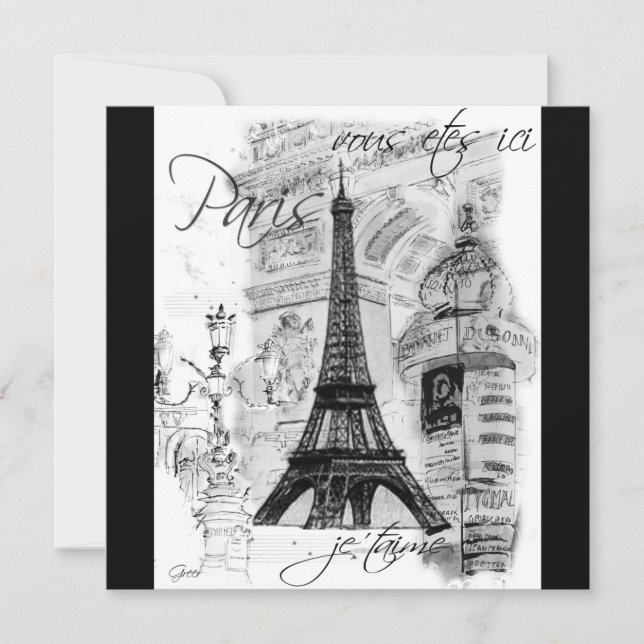 Paris Eiffel Tower Black & White Collage (Front)