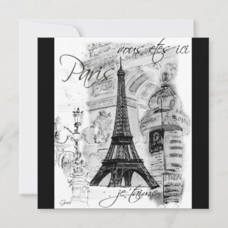 Paris Eiffel Tower Black & White Collage
