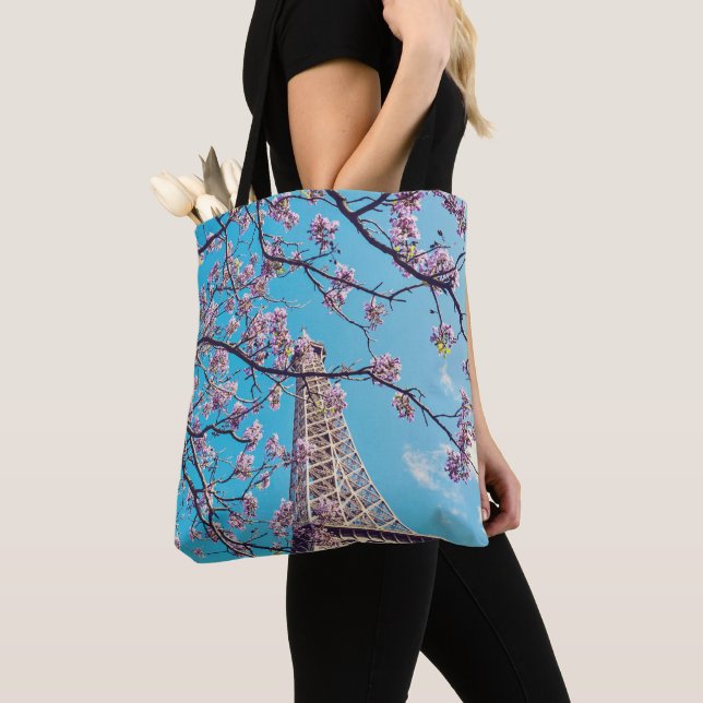 Paris Eiffel Tower Blooms in Springtime Tote Bag (Close Up)