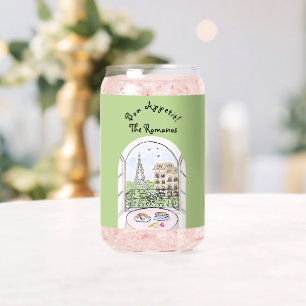 Paris Eiffel Tower Bon Appetit PERSONALIZE Can Glass