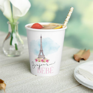 Paris Eiffel Tower Bonjour Baby Paper Cups