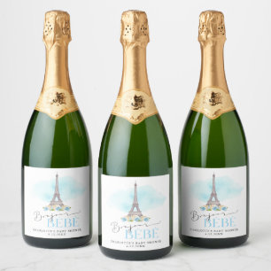 Paris Eiffel Tower Bonjour Baby Sparkling Wine Lab Label