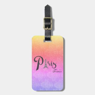 Paris Eiffel Tower Bow Stylish Colourful Luggage Tag