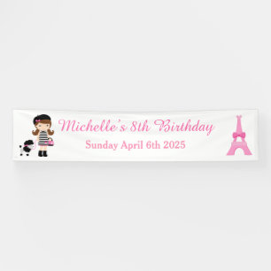 Paris Eiffel Tower Brunette Girl Banner
