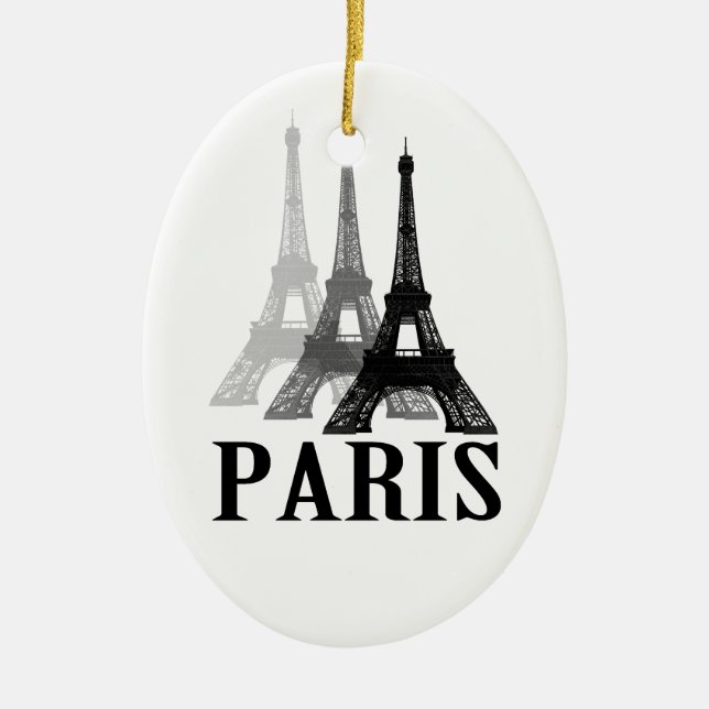 Paris Eiffel Tower Ceramic Tree Decoration (Front)