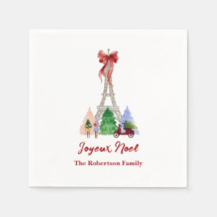 Paris Eiffel Tower Christmas Holiday Custom Napkin