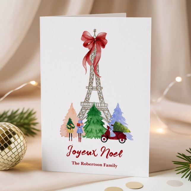 Paris Eiffel Tower Christmas Holiday Personalised Card (Creator Uploaded)