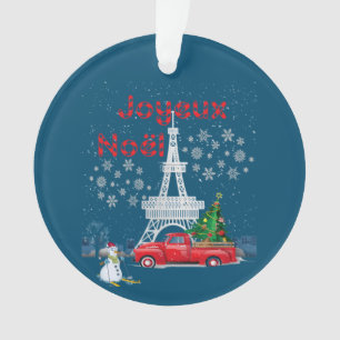 Paris Eiffel Tower Christmas Tree Red Truck Joyeux Ornament