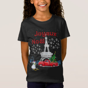 Paris Eiffel Tower Christmas Tree Red Truck T-Shirt