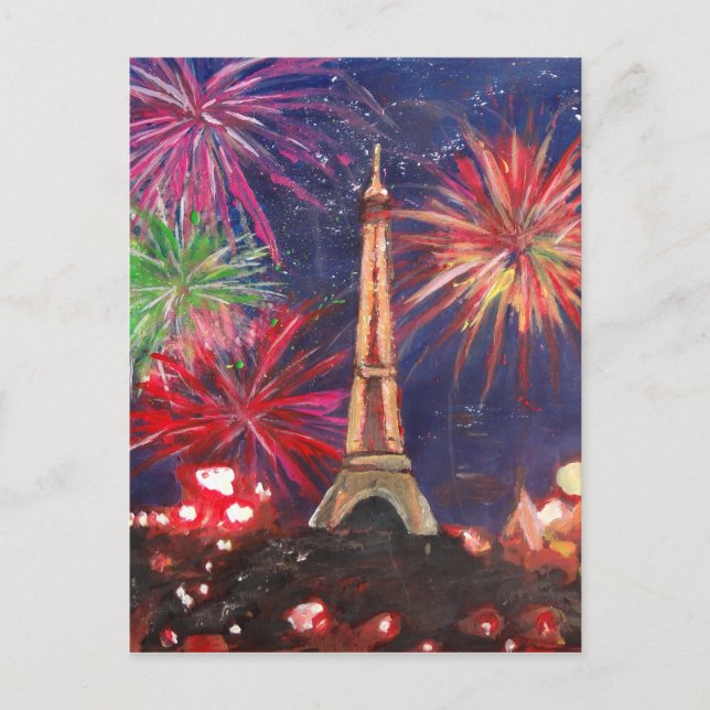 Paris Eiffel Tower City of Love with Silvester New Postcard (Front)