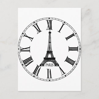 Paris Eiffel Tower Clock French Postcard