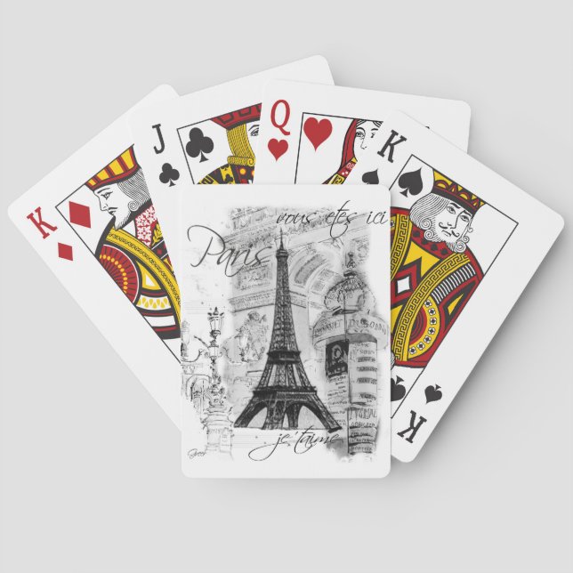 Paris Eiffel Tower Collage Playing Cards (Back)