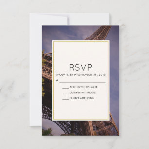 Paris Eiffel Tower Famous Landmark Wedding RSVP Card