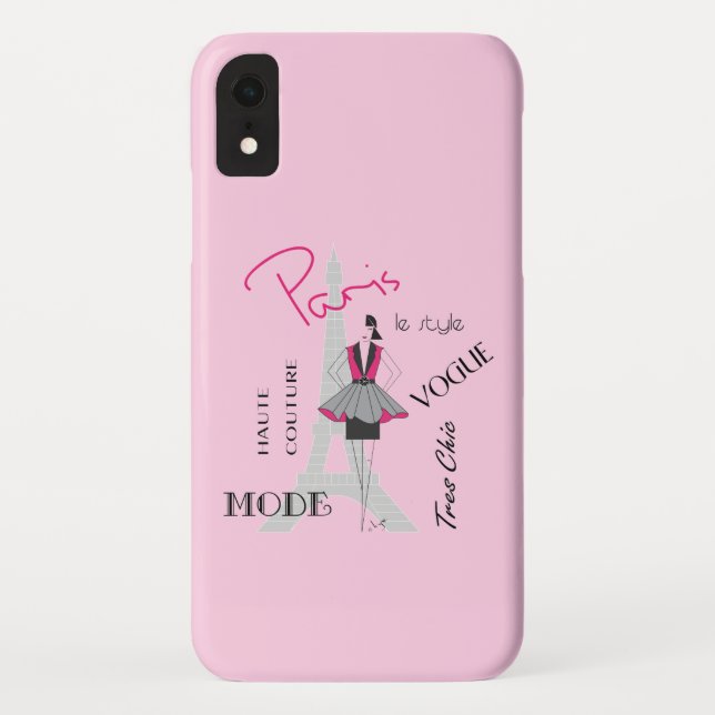 Paris Eiffel Tower Fashion Pink Case-Mate iPhone Case (Back)
