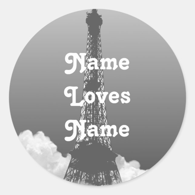 Paris Eiffel Tower Floats in Cloud Name Sticker (Front)