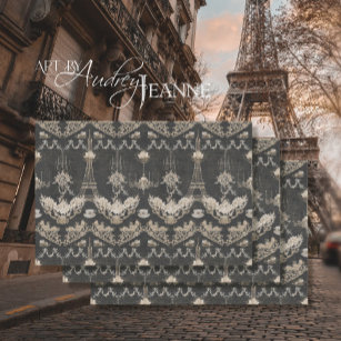 Paris Eiffel Tower Flora Ephemera Script Decoupage Tissue Paper