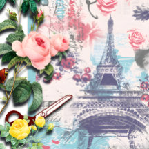 Paris Eiffel Tower Floral Tissue Paper