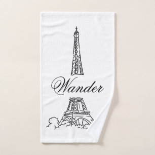 Paris Eiffel Tower France Pink Decor Hand Towel