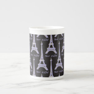 Paris Eiffel Tower France Purple and Black Mug