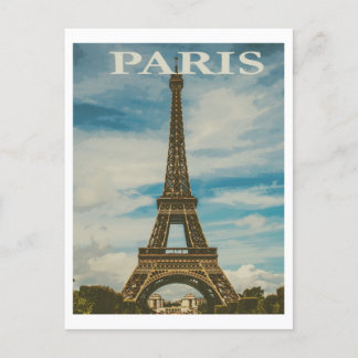 Paris Eiffel Tower France Vintage Travel Postcard