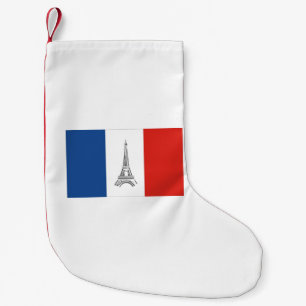 Paris Eiffel Tower French Flag Themed Small Christmas Stocking