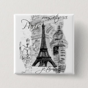 Paris Eiffel Tower French Scene Collage 15 Cm Square Badge