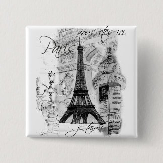 Paris Eiffel Tower French Scene Collage 15 Cm Square Badge