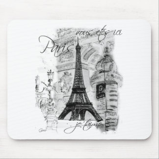 Paris Eiffel Tower French Scene Collage Mouse Pad