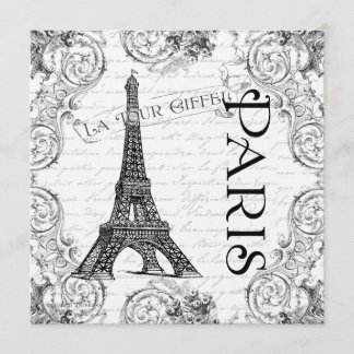 Paris Eiffel Tower French Scrolls Invitation