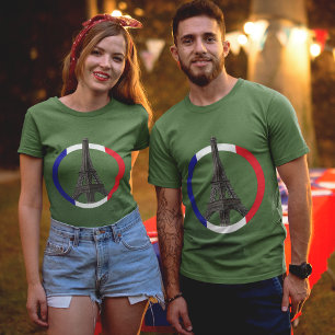 Paris Eiffel Tower in Circle Unisex T-Shirt