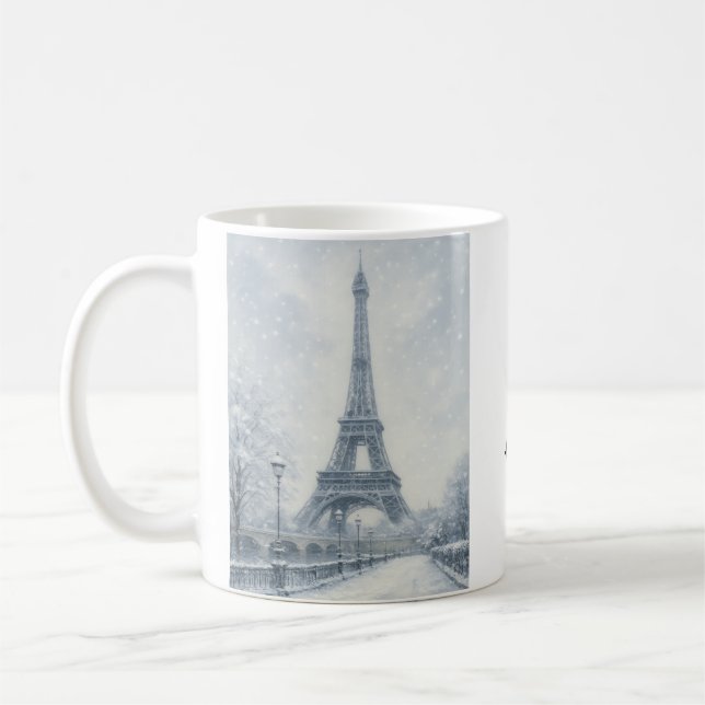 Paris Eiffel Tower in Winter Coffee Mug (Left)
