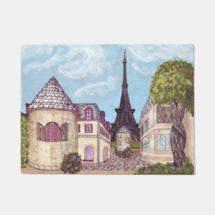 Paris Eiffel Tower inspired landscape door mat