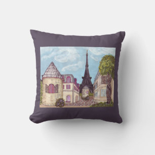 Paris Eiffel Tower inspired landscape pillow
