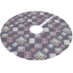 Paris Eiffel Tower inspired Postage Tree Skirt