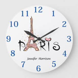 Paris Eiffel Tower Large Clock