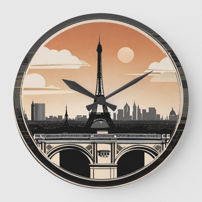 Paris Eiffel Tower Large Clock (Front)