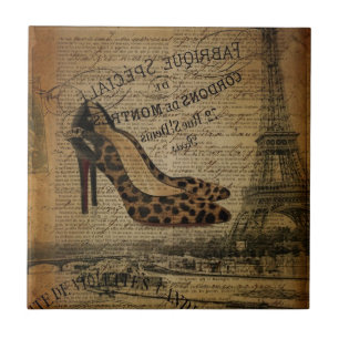paris eiffel tower leopard hight heel fashionista tile