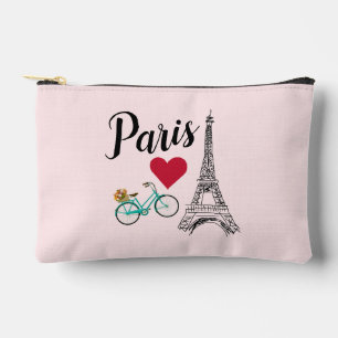 Paris Eiffel Tower Love Illustration Accessory Pouch