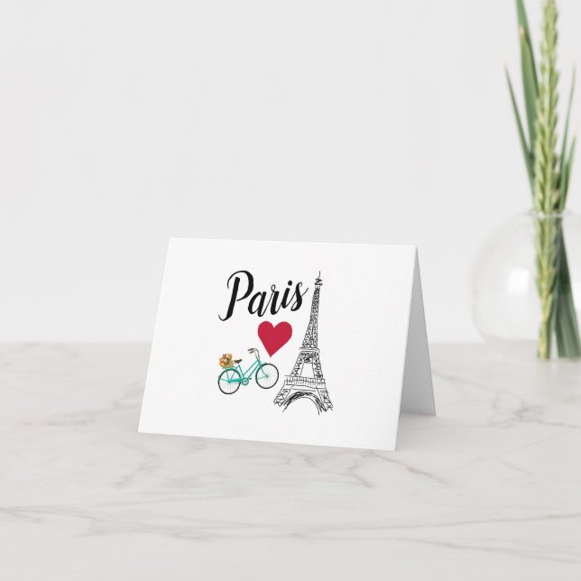 Paris Eiffel Tower Love Illustration Card (Front)
