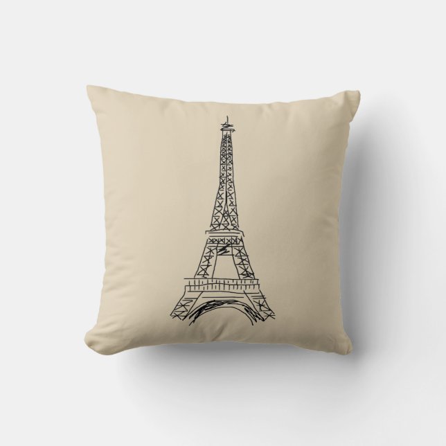 Paris Eiffel Tower Love Throw Pillow (Front)