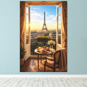 Paris Eiffel Tower Luxury Morning Breakfast View Canvas Print
