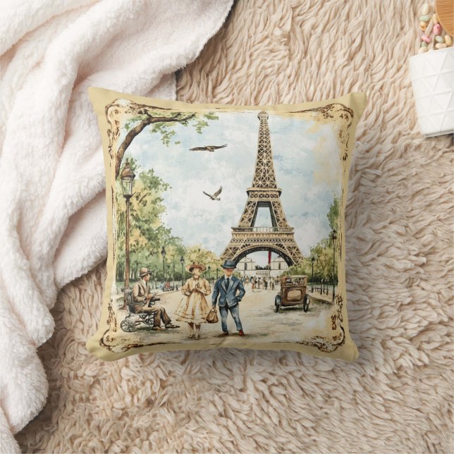 Paris Eiffel Tower Parisian Cushion (Blanket)