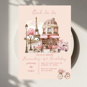 Paris Eiffel Tower Party Girl Birthday Invitation