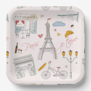 Paris Eiffel Tower Party Shower Birthday Paper Plate