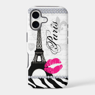 Paris Eiffel Tower Pink Lips Cell Phone Cover