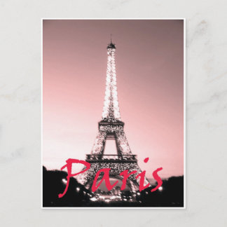 Paris Eiffel Tower Pink Postcard