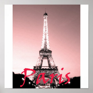 Paris Eiffel Tower Pink Poster