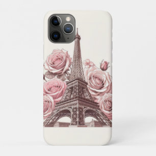Paris Eiffel Tower & Pink Roses Case-Mate iPhone Case