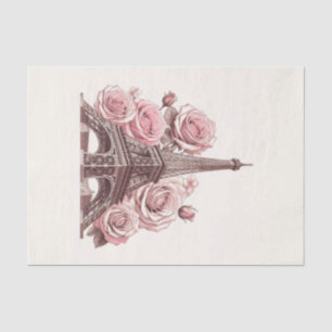 Paris Eiffel Tower & Pink Roses Tissue Paper