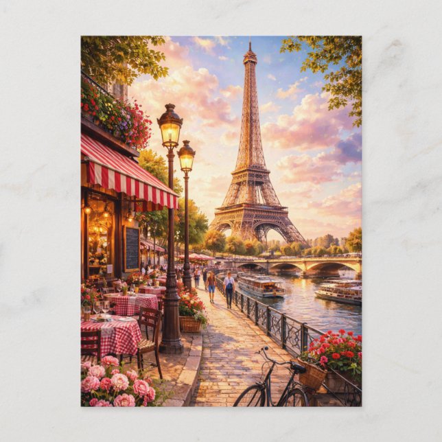 Paris - Eiffel Tower Postcard - Paris Cafe (Front)